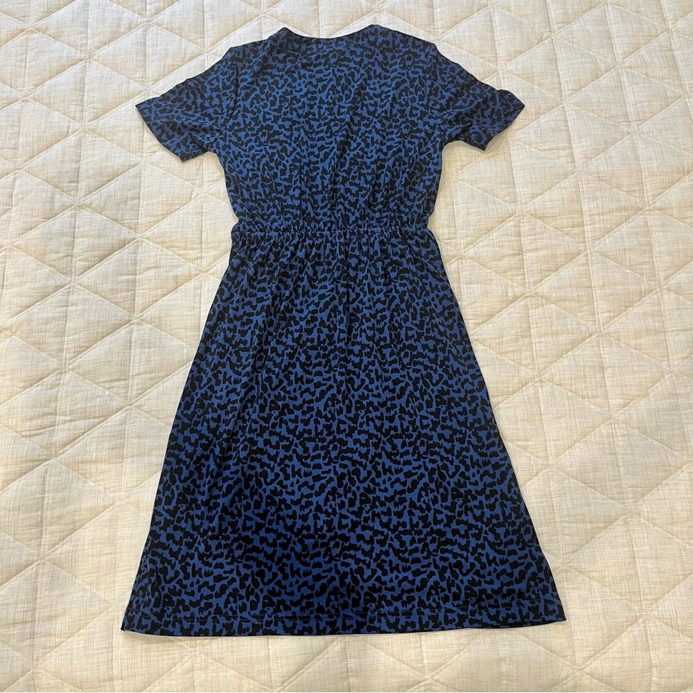 Banana Republic XXS Petite Navy & Black Leopard Print Faux Wrap Dress - Picture 2 of 7